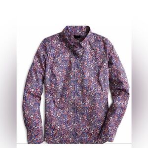 J. Crew Perfect Shirt Liberty Fabric Kayoko Indigo Sunset Floral Button Up